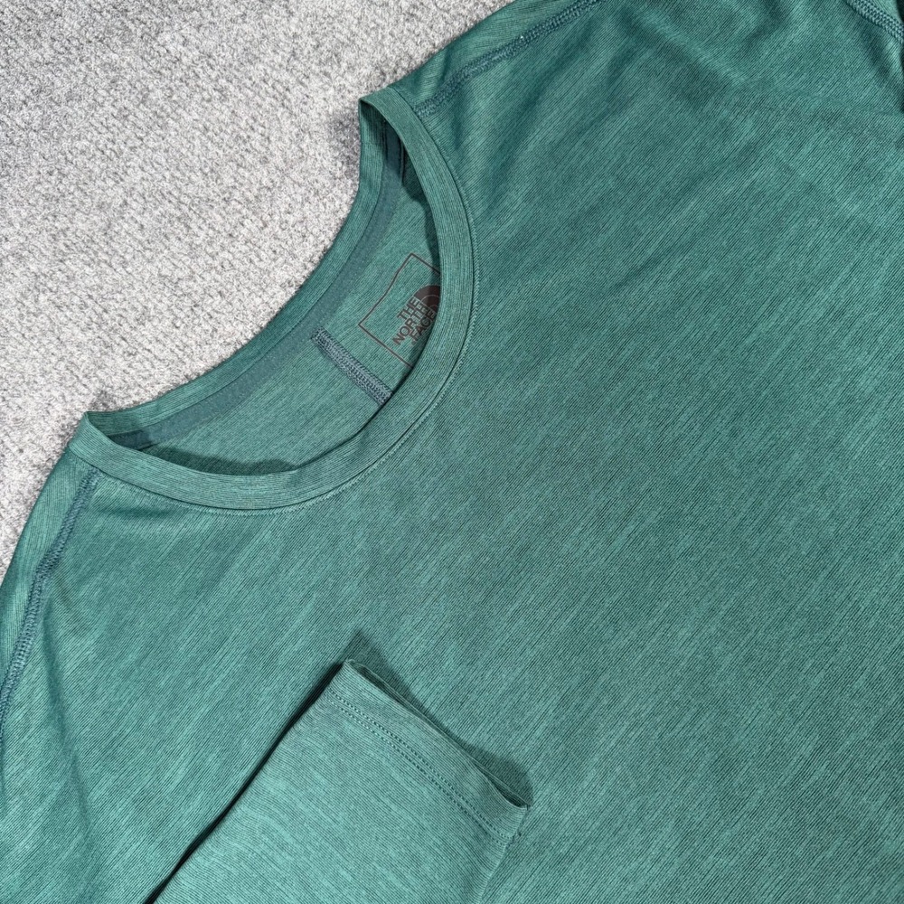 The North Face Womens Medium Teal Heathered Long Sleeve Active Top Shirt #4452